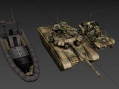 游戏坦克军车皮艇3D模型