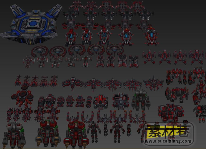 科幻游戏星际来袭钢铁机甲战舰3D模型集合