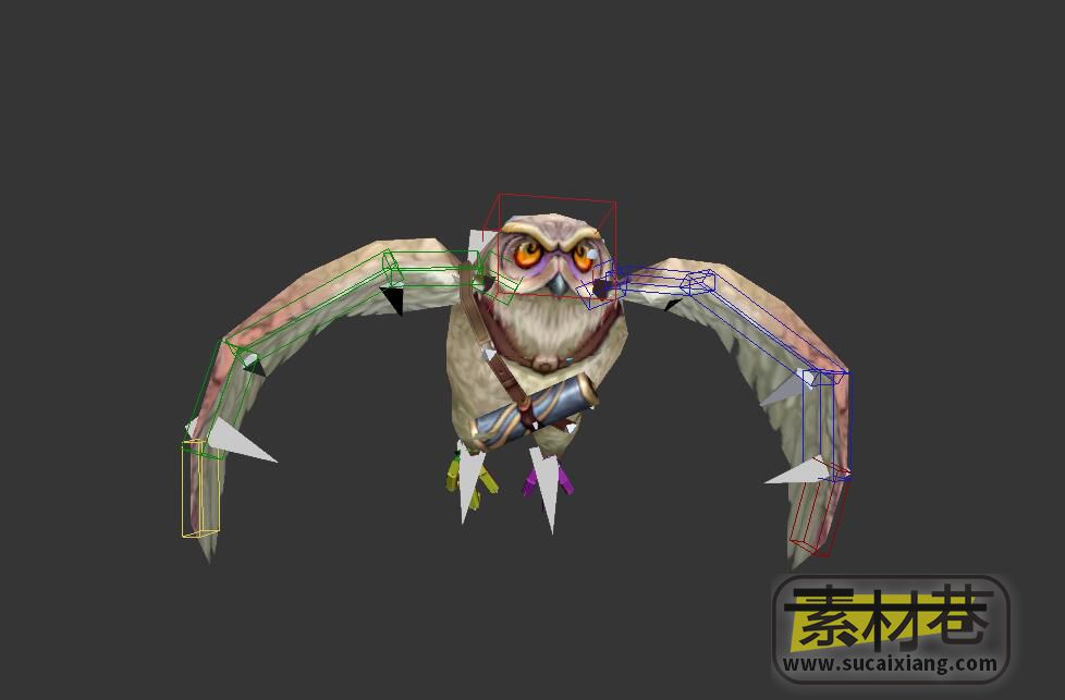 游戏猫头鹰3D动画模型（带骨骼绑定）