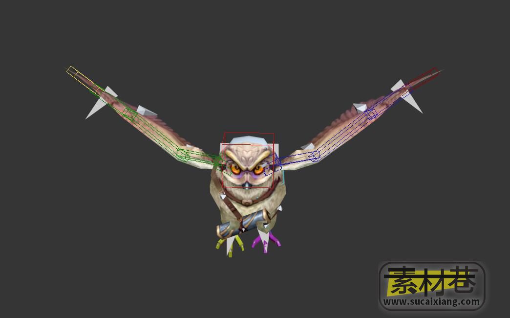 游戏猫头鹰3D动画模型（带骨骼绑定）