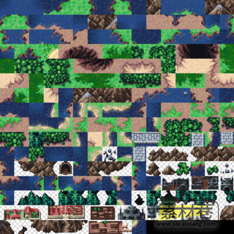 2D像素冒险RPG游戏地图瓷砖素材