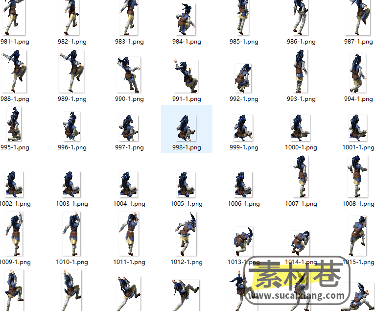 2.5D武侠游戏8方向人物动画序列帧素材
