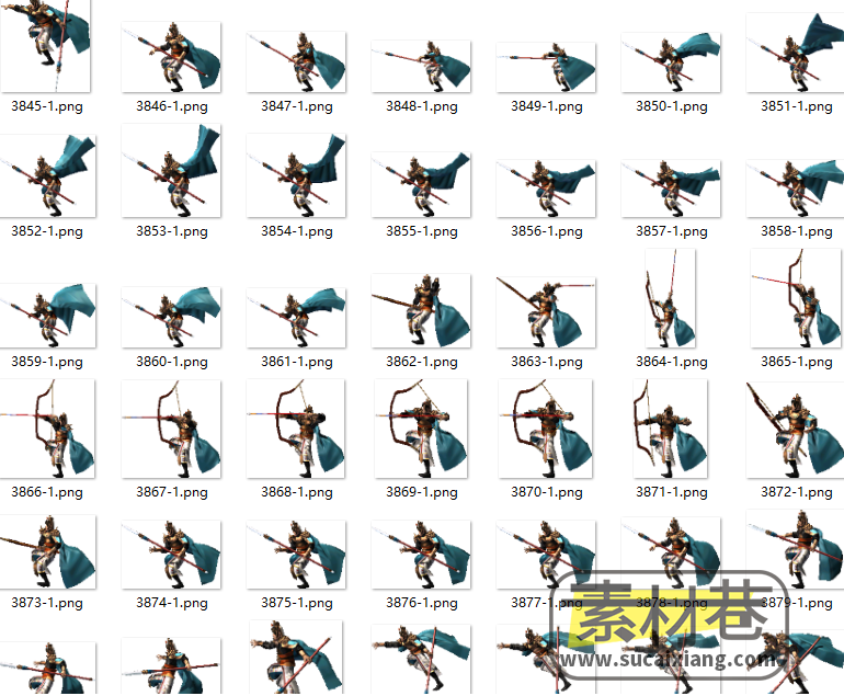 2D横版骑乘姿势的武将动画序列帧游戏素材
