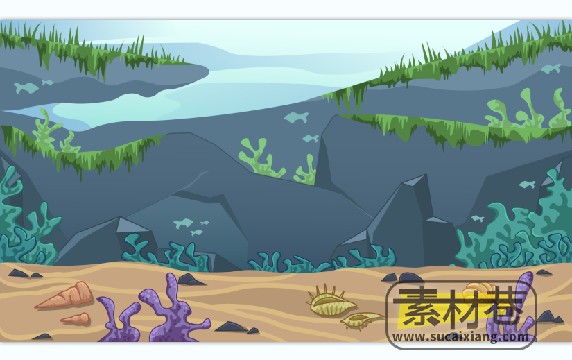 2D卡通海底场景游戏素材