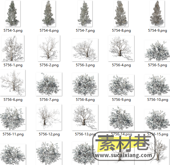 ​2D冬季树木游戏素材