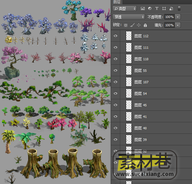 2D各种树木植物游戏素材