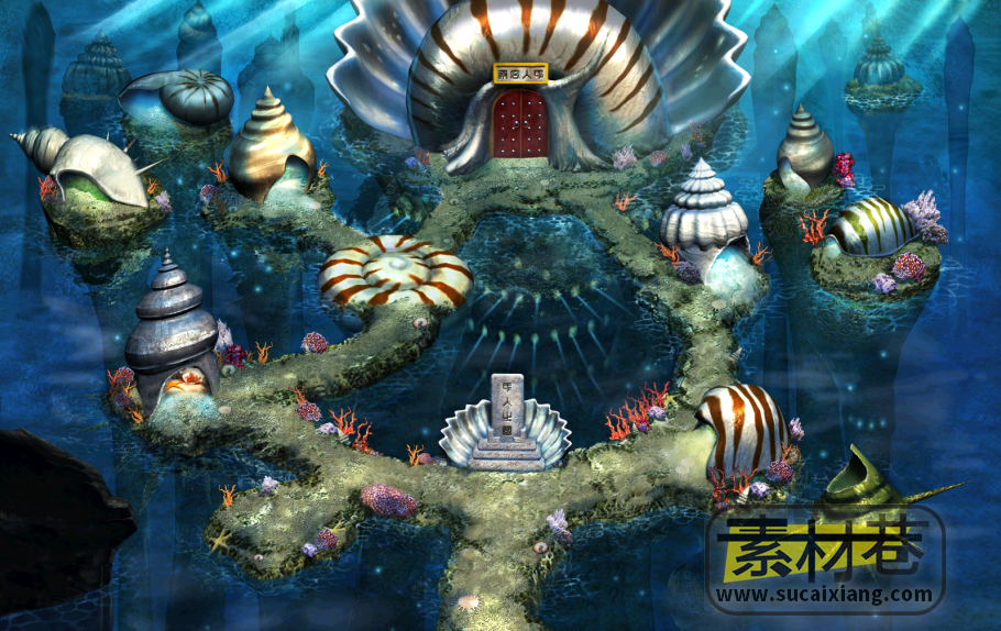 2D海底宫殿场景游戏素材