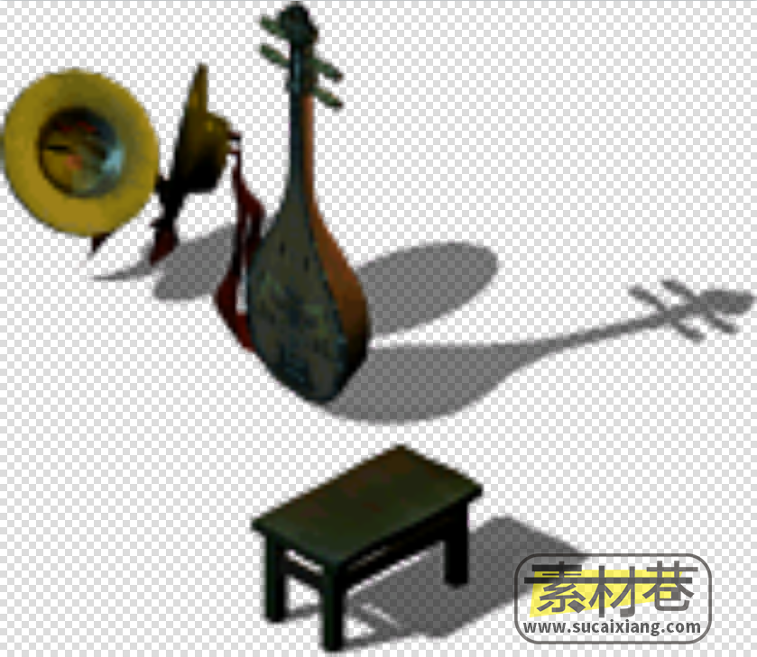 2D琵笆板凳乐器游戏素材