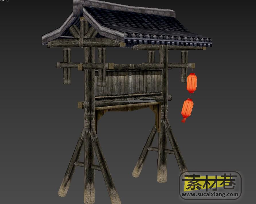 游戏古代牌楼寨门3D模型