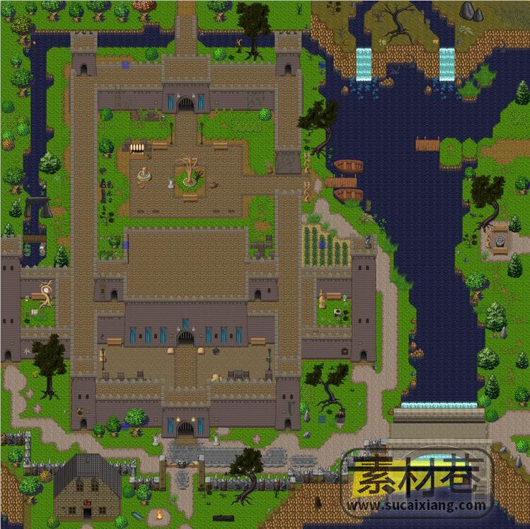 2d像素rpg游戏城堡城墙地图场景瓷砖素材
