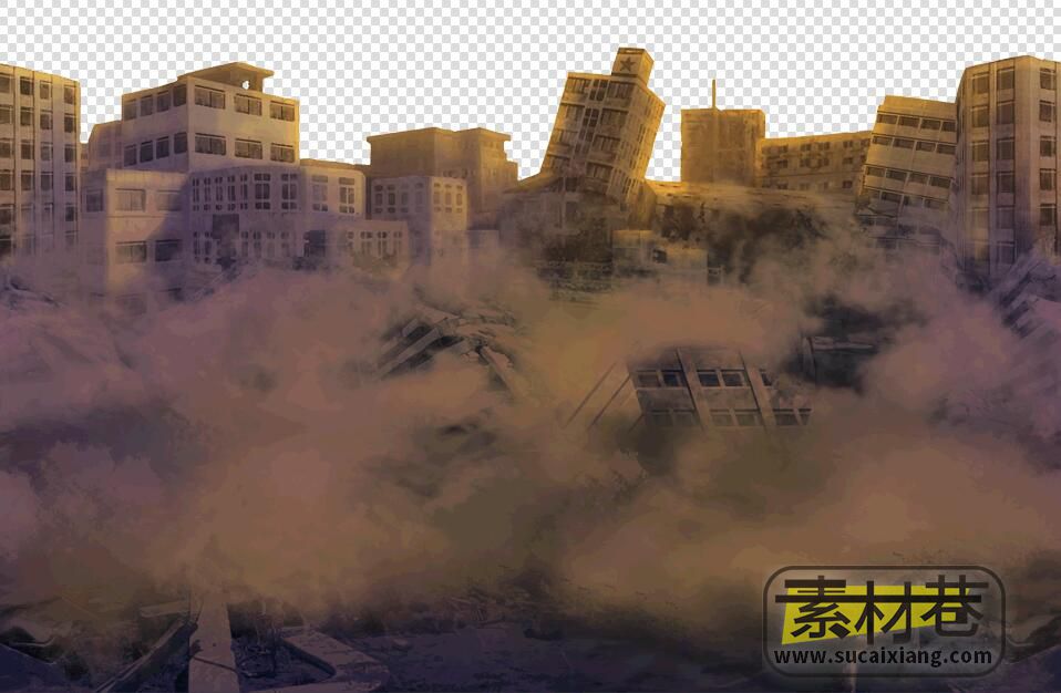 2D横版街机风格城市建筑背景游戏素材