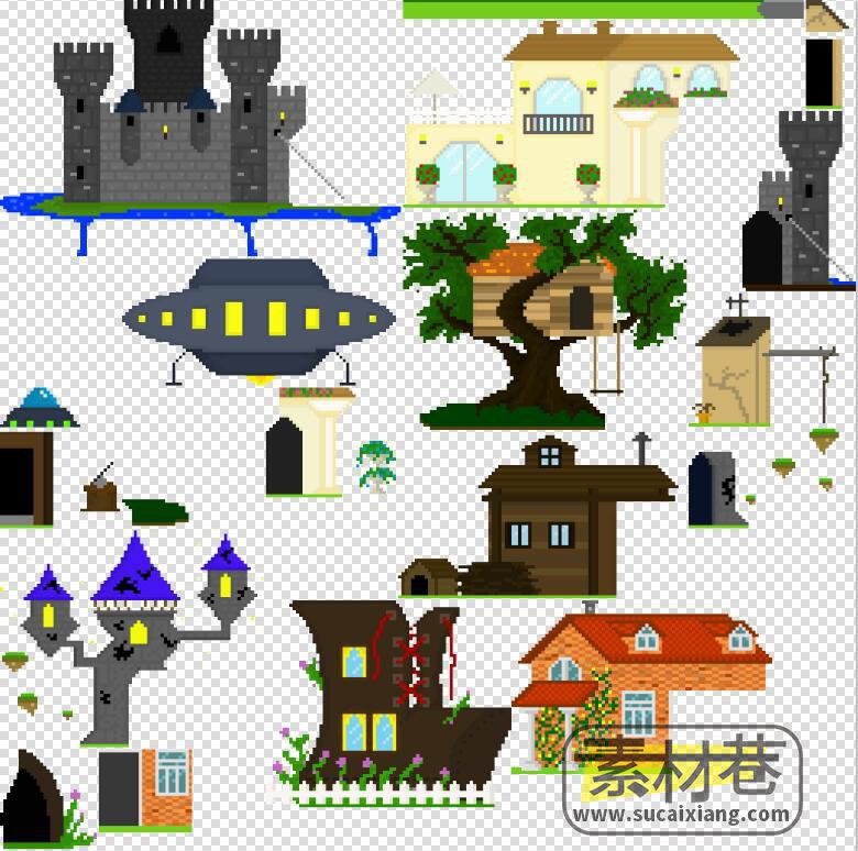 2D像素横版城堡冒险游戏素材+音效