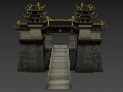 古代皇城大门建筑3D游戏模型