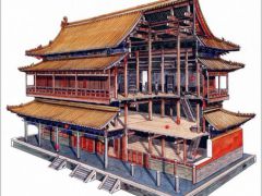 中国古代房屋建筑结构设计剖面视图参考素材