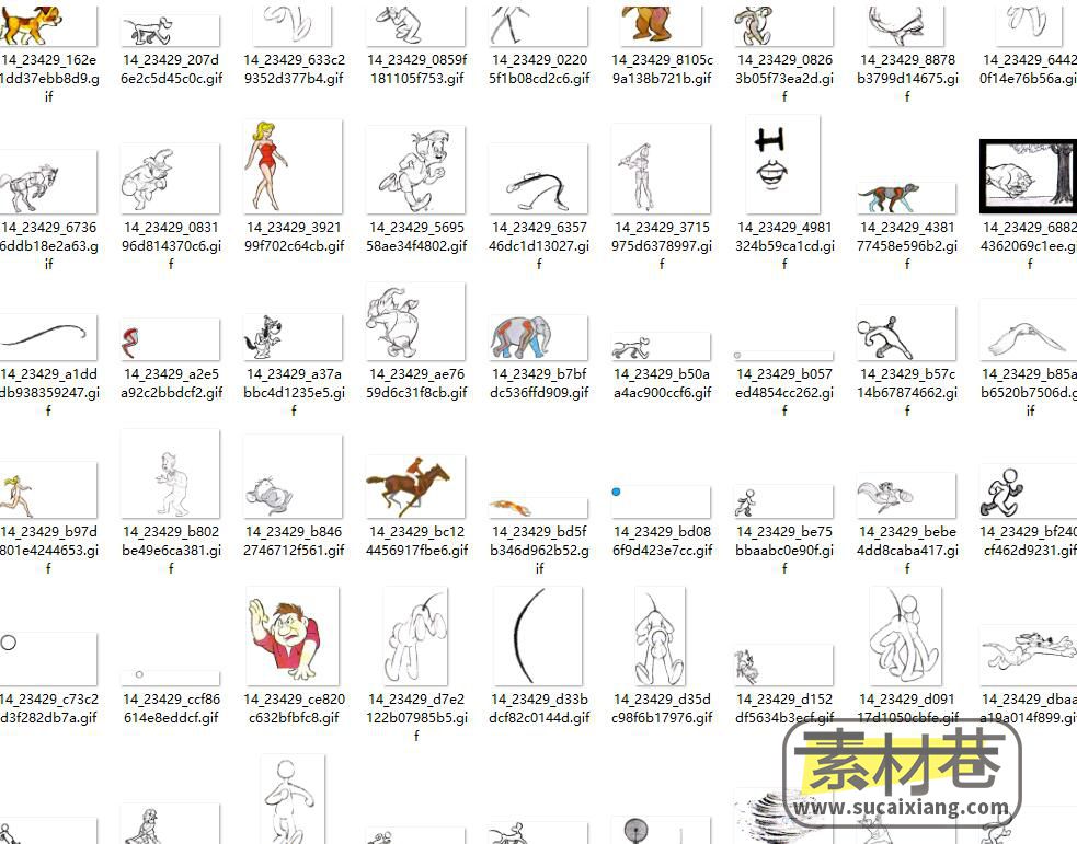 卡通动物和人物手绘线稿GIF动画设计素材