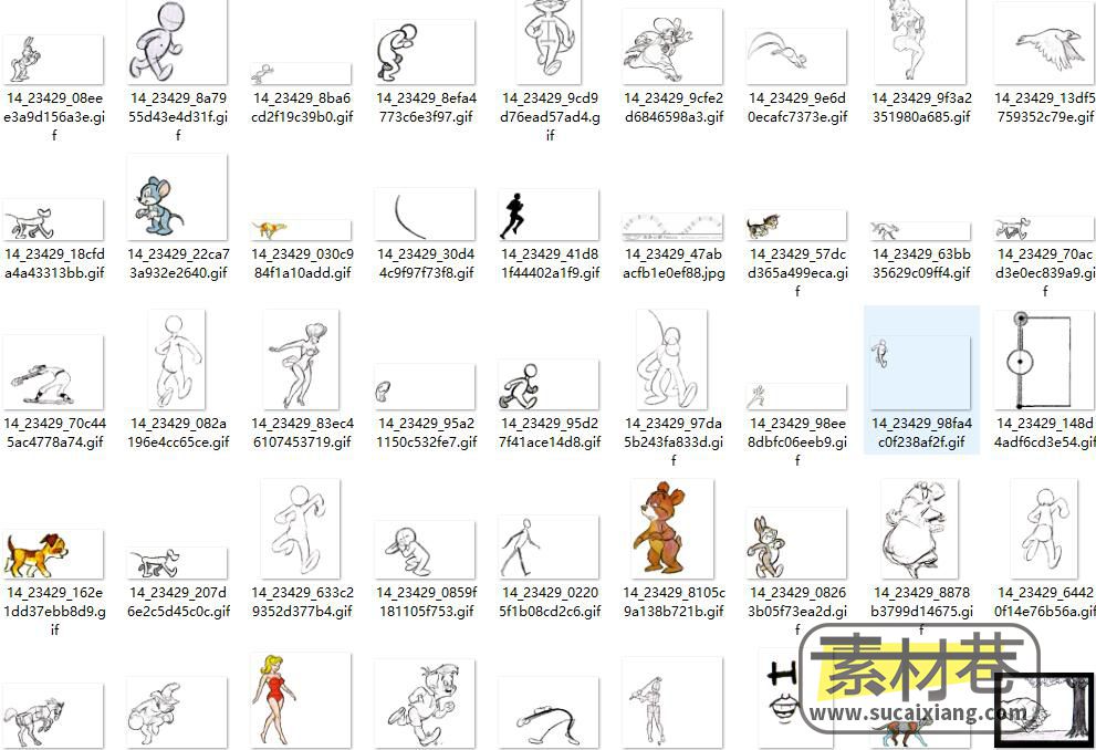 卡通动物和人物手绘线稿GIF动画设计素材