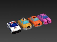 4种卡通小汽车3D模型