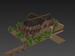 天堂2游戏奇岩城中心教堂3D模型