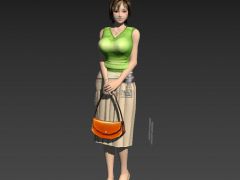一个现代穿裙子的女性3D模型