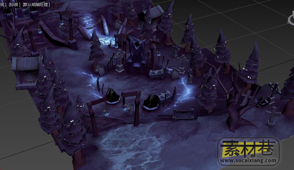 魔幻仙侠游戏巫师丛林墓地场景模型资源包