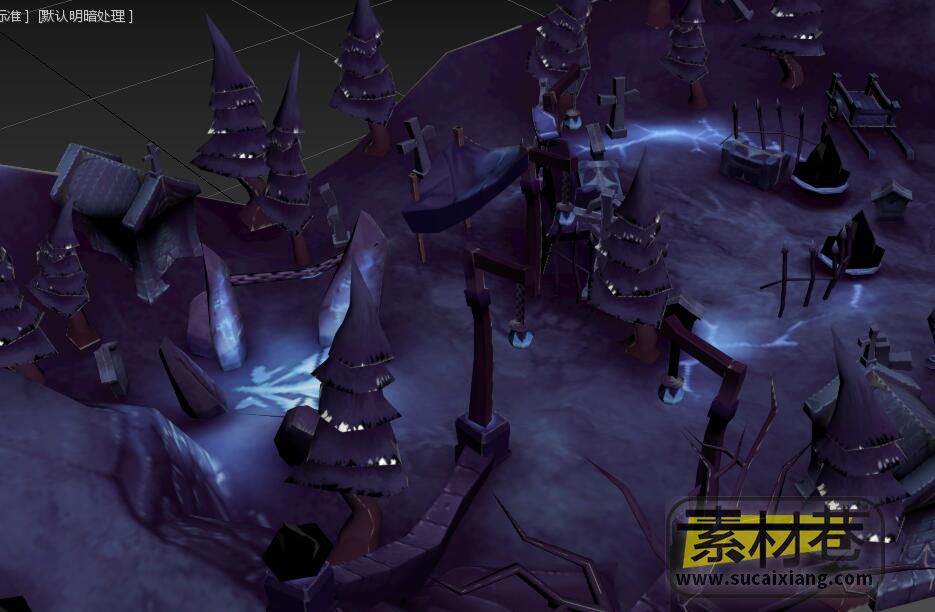 魔幻仙侠游戏巫师丛林墓地场景模型资源包
