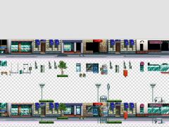 2D日式风格横版游戏街道道具场景素材