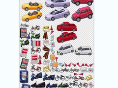 2D自行车摩托车小汽车路障广告牌饮料机游戏素材
