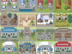 2d像素RPG游戏房屋城堡建筑树木山谷草地道具素材