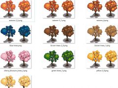 2D游戏不同季节颜色树木素材