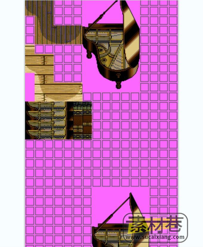 2dRPG游戏路面石墙木桶家具钢琴素材