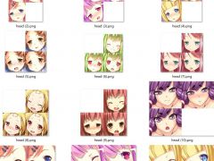 2d日式动漫游戏女孩人物面部表情头像素材