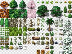 2D像素RPG游戏花草树木植物素材