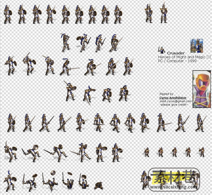2D游戏中世纪骑兵与步兵动作素材