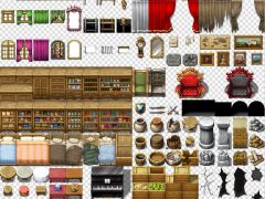 2dRPG游戏书柜家具钢琴食物道具游戏素材
