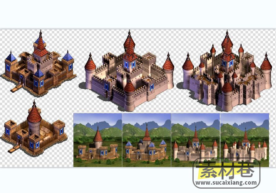 2.5D城堡火山树木地表游戏素材