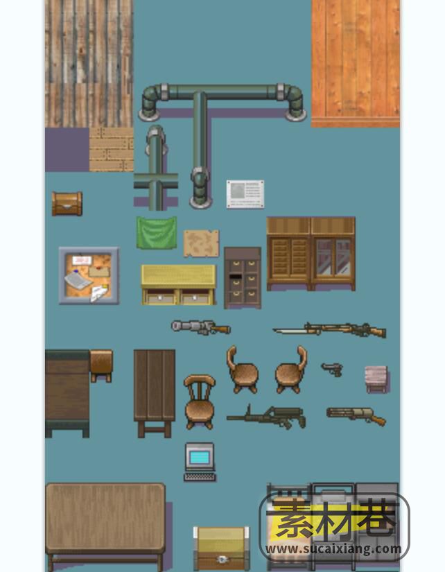 2DRPG游戏台球桌柜子家具物品车辆素材