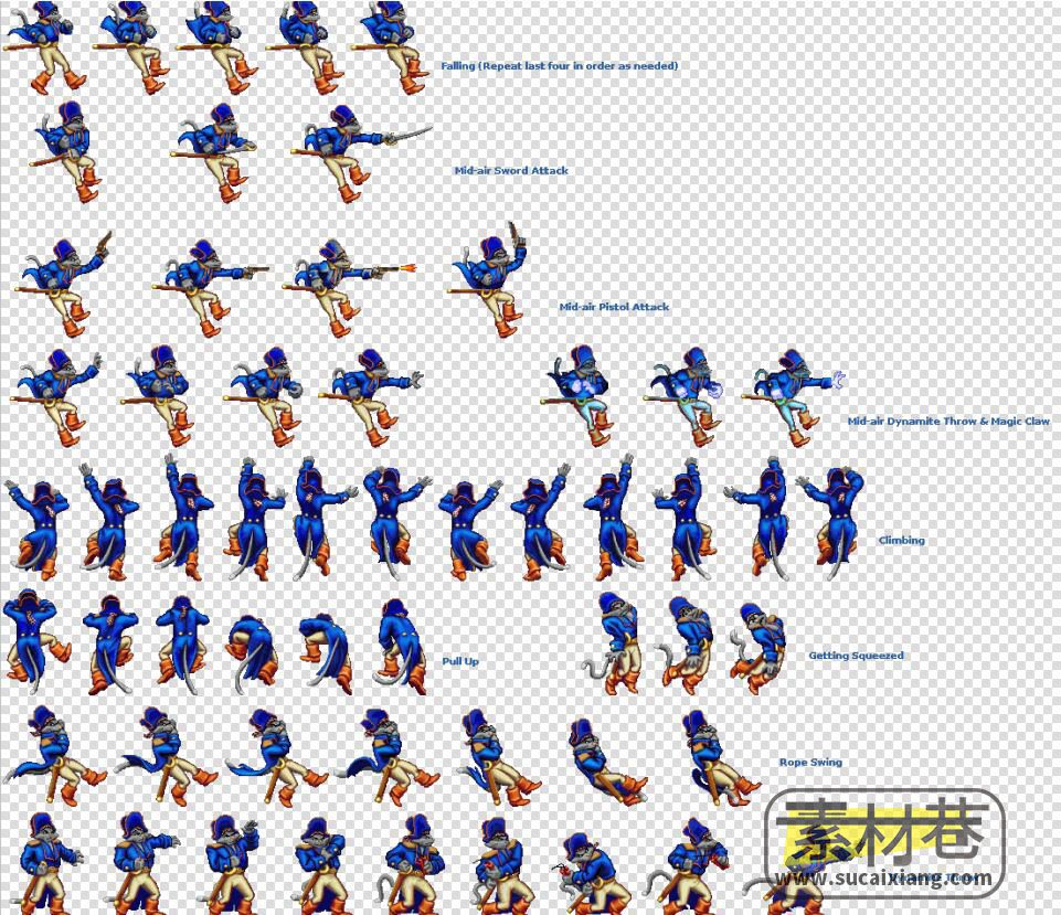 2d横版游戏袋鼠角色动作与地图瓷砖特效素材