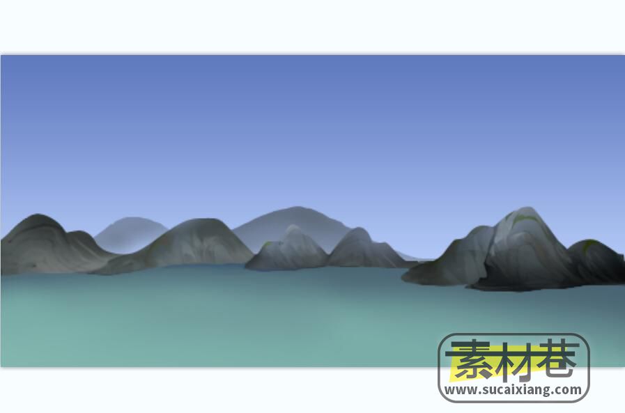 2D山峰与天空游戏场景素材