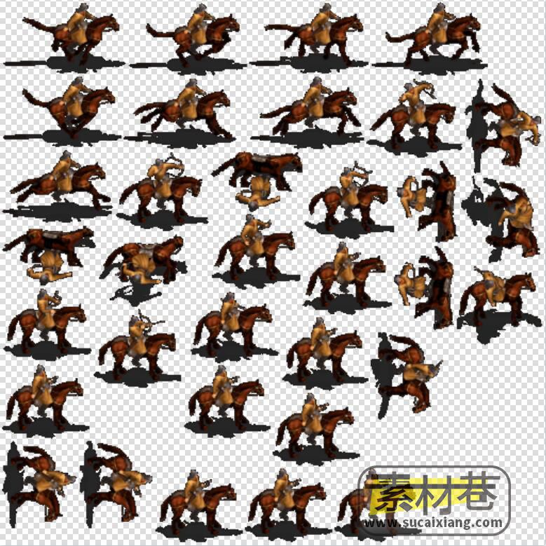 2D古代武将士兵骑马战斗战争策略游戏人物素材