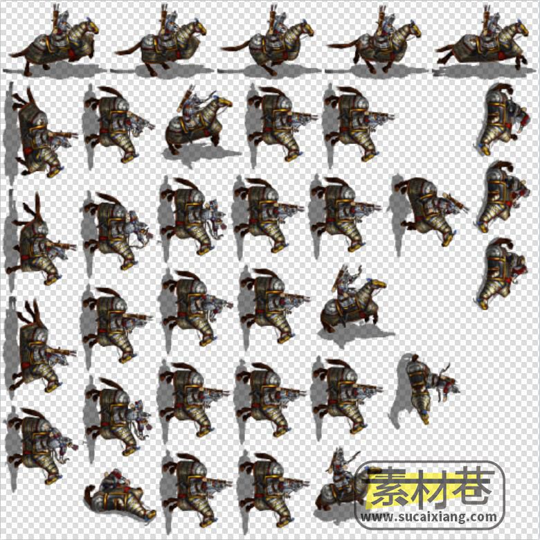 2D古代武将士兵骑马战斗战争策略游戏人物素材