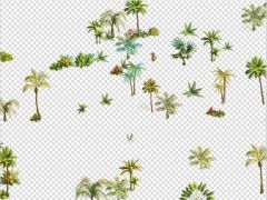 2D椰树植被碎石花草游戏素材