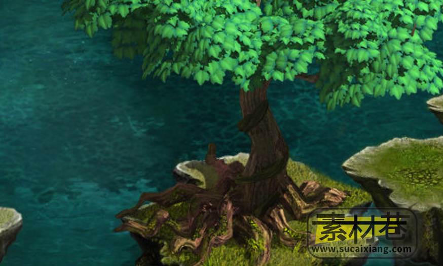 2.5D角色扮演游戏水边场景地图块素材