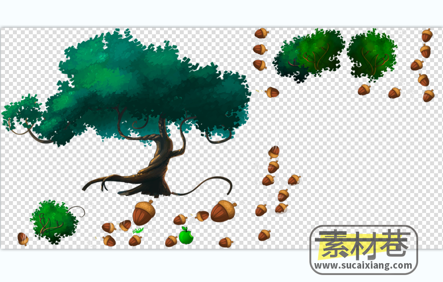 2D卡通风格动物树木植物游戏素材
