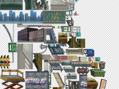 2D横版游戏现代物品道具房屋建筑场景拼合部件素材