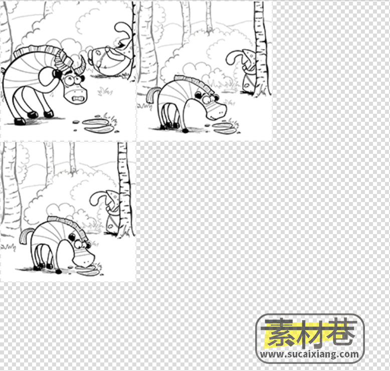 2D素描手绘树木动物参考游戏素材
