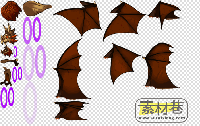 2d横版蝙蝠怪骨骼部件游戏素材