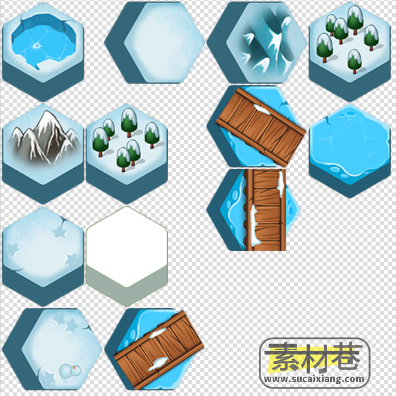 2D六角蜂巢式大自然地图块游戏素材