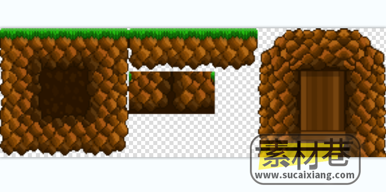 2D横版像素沙漠悬浮山房屋地面游戏素材