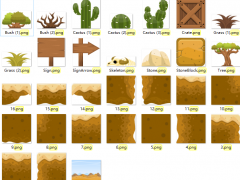 2d沙漠地面植物树木游戏素材