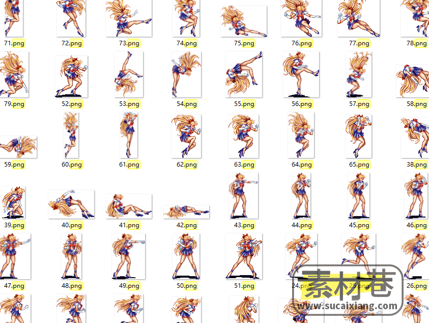 2D横版格斗游戏美少女动画序列帧素材